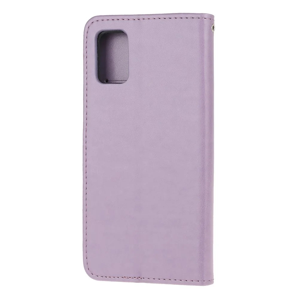 Imprint Butterfly Flowers Leather Wallet Phone Cover for Samsung Galaxy A52 4G/5G / A52s 5G - Purple - 3