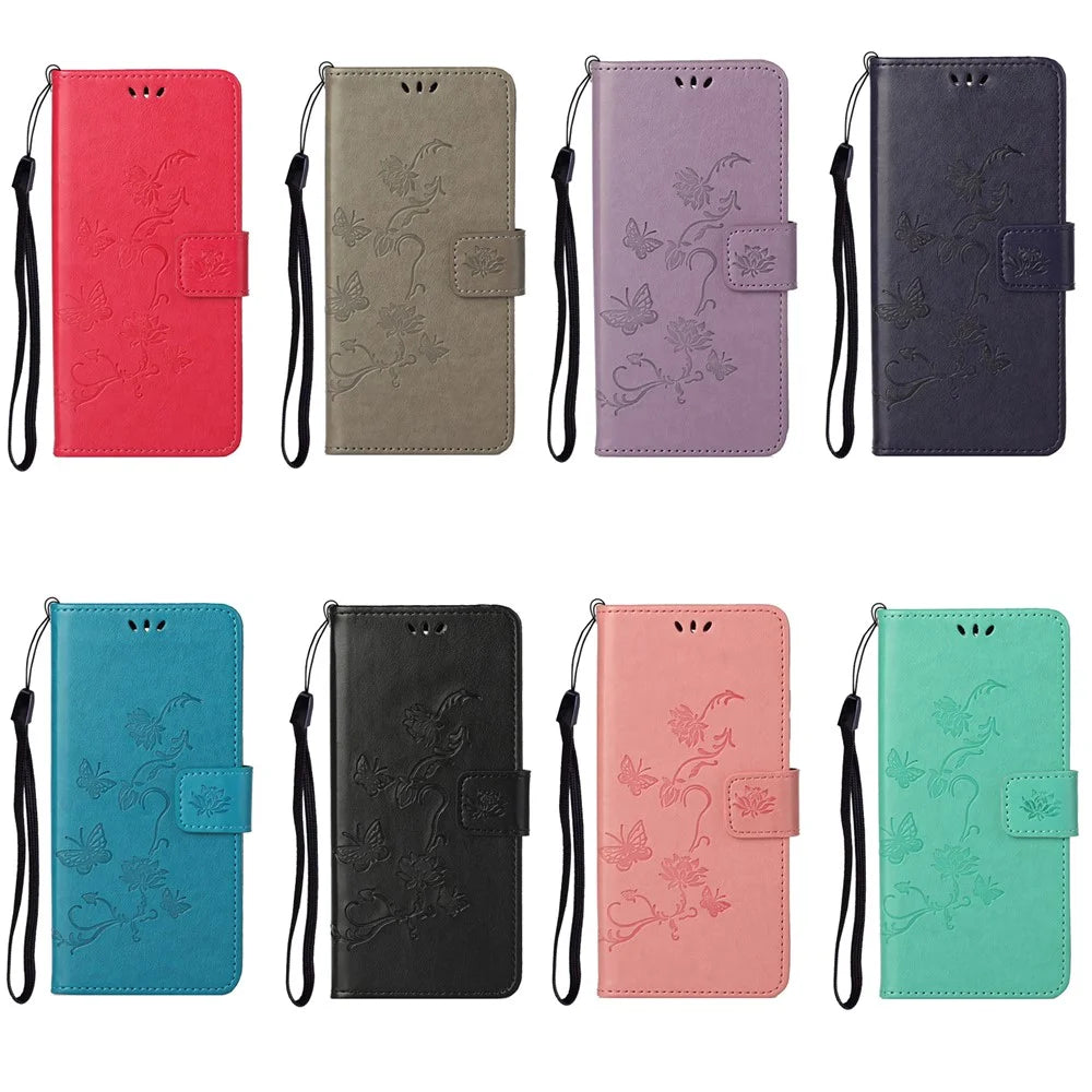Imprint Butterfly Flowers Leather Wallet Phone Cover for Samsung Galaxy A52 4G/5G / A52s 5G - Purple - 6