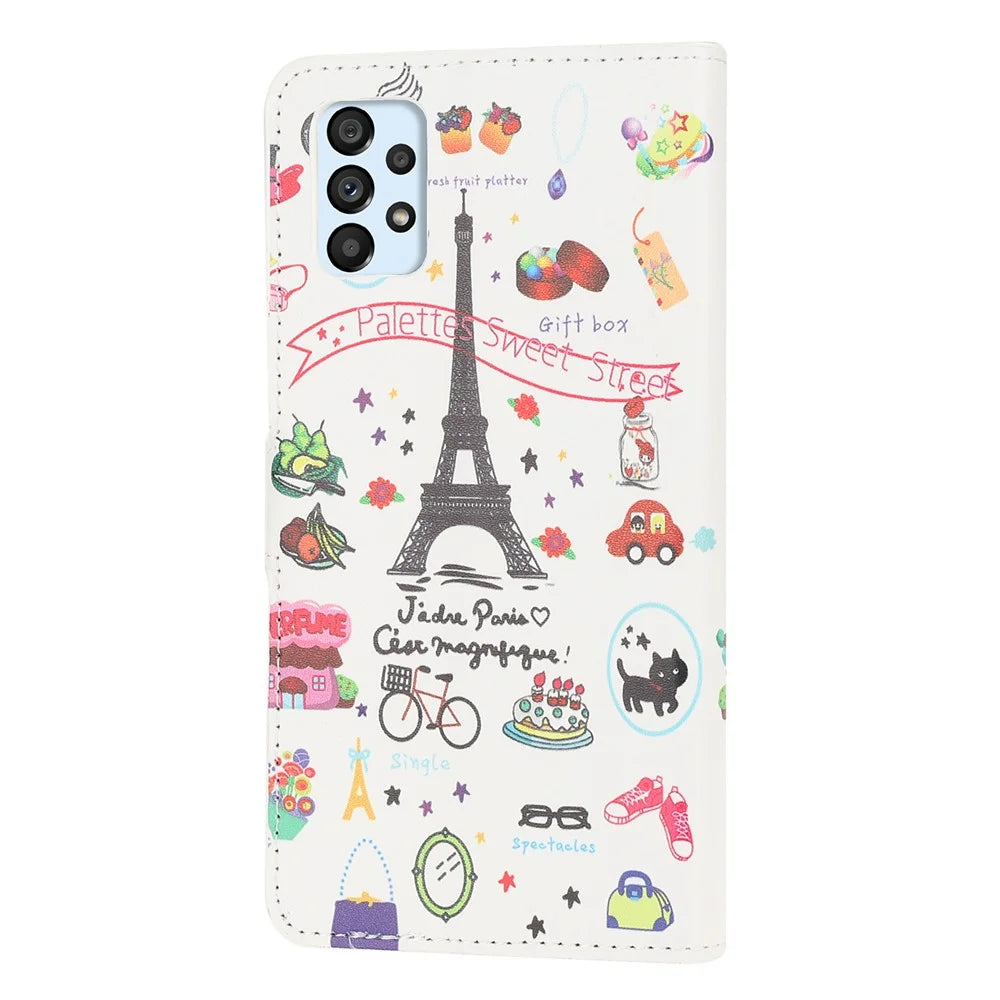 Pattern Printing Wallet Leather Phone Shell for Samsung Galaxy A52 4G/5G / A52s 5G Cell Phone Accessory - Tower - 3