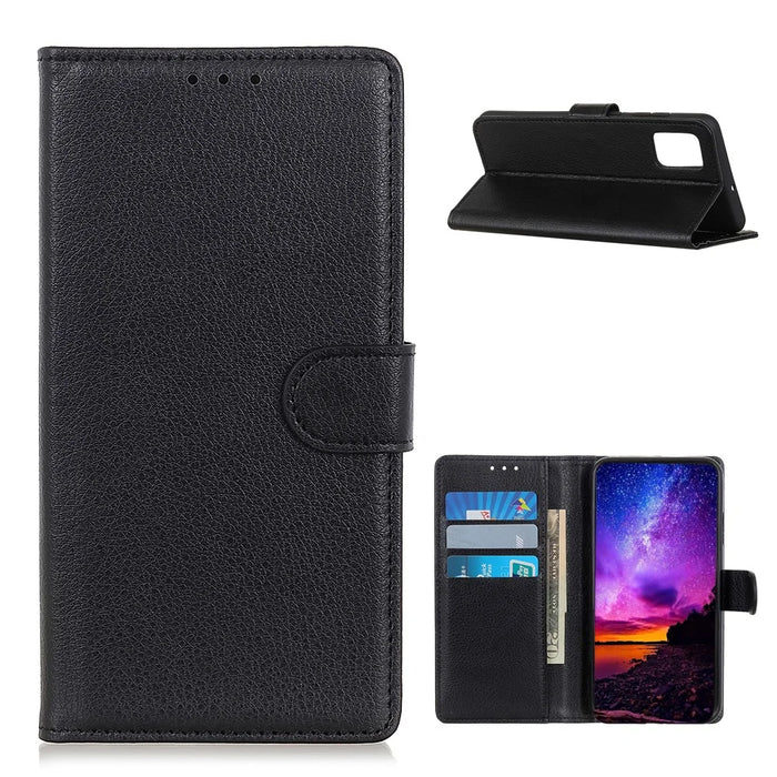 Classic Style Litchi Texture Leather Wallet Phone Stand Case for Samsung Galaxy A72 4G/5G - Black - 1