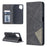 For Samsung Galaxy A12 Geometric Pattern Leather Stand Case Card Holder Shell - Black - 1