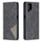 For Samsung Galaxy A12 Geometric Pattern Leather Stand Case Card Holder Shell - Black - 2