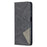 For Samsung Galaxy A12 Geometric Pattern Leather Stand Case Card Holder Shell - Black - 3