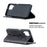 For Samsung Galaxy A12 Geometric Pattern Leather Stand Case Card Holder Shell - Black - 5