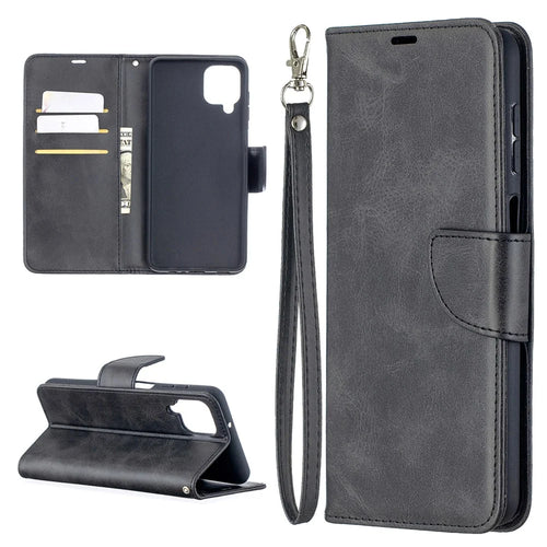 PU Leather Wallet Stylish Smartphone Case for Samsung Galaxy A12 - Black - 1