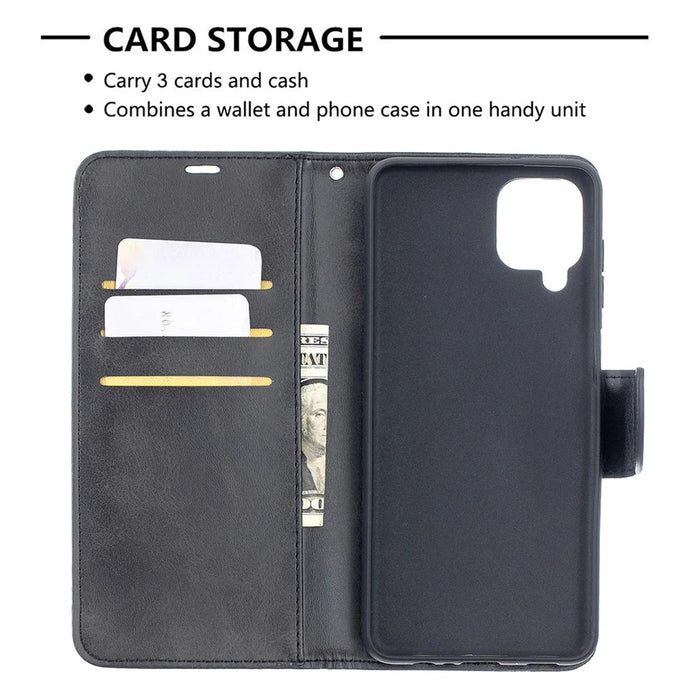 PU Leather Wallet Stylish Smartphone Case for Samsung Galaxy A12 - Black - 6