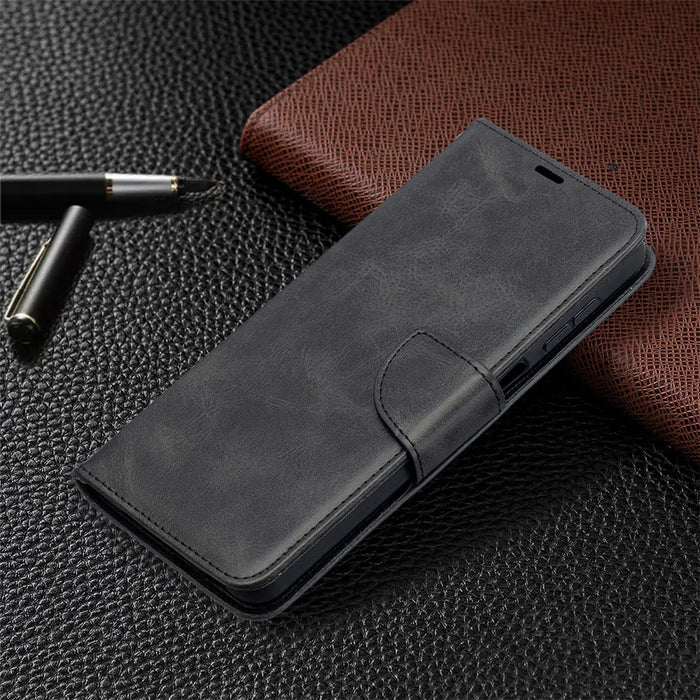 PU Leather Wallet Stylish Smartphone Case for Samsung Galaxy A12 - Black - 7