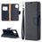 Litchi Skin Wallet Pure Color Phone Case for Samsung Galaxy A12 - Black - 1