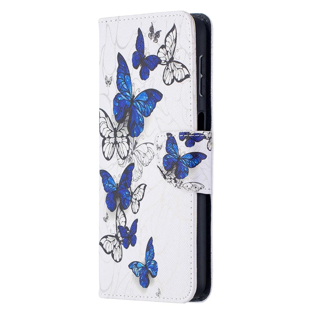 Pattern Printing Wallet Stand Flip Leather Phone Cover for Samsung Galaxy A32 5G / M32 5G - Blue Butterflies - 6