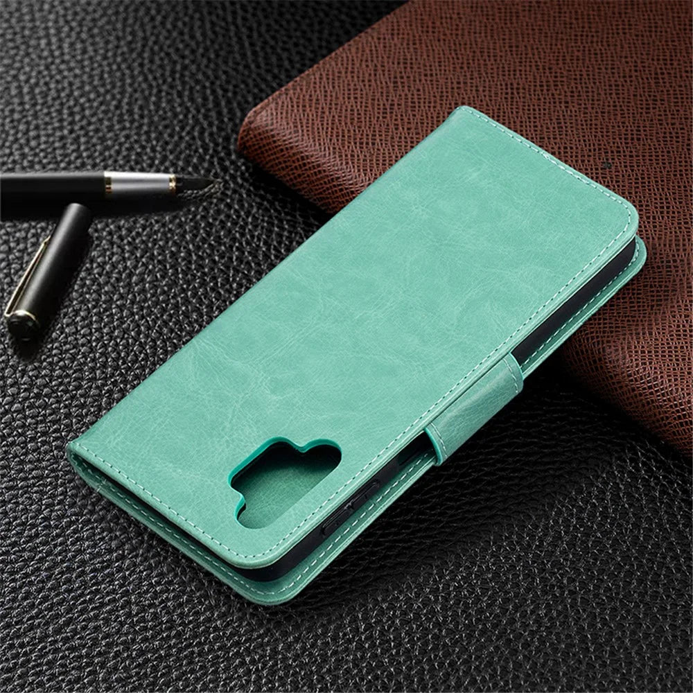 For Samsung Galaxy A32 5G / M32 5G Imprint Butterflies Wallet Stand Flip Leather Phone Shell - Green - 5