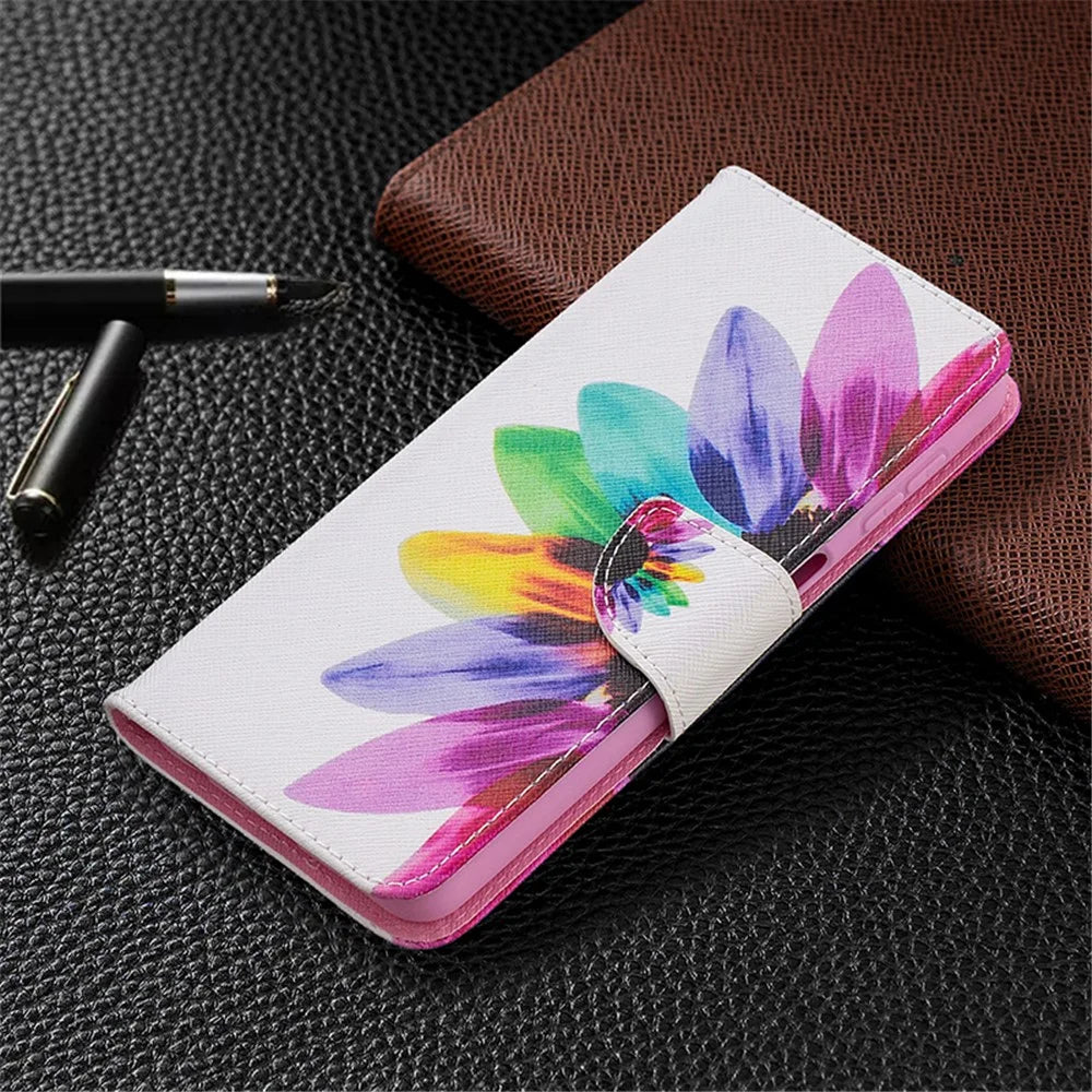 Pattern Printing Magnetic Leather Stand Wallet Stylish Case for Galaxy A32 5G / M32 5G - Sunflower - 4