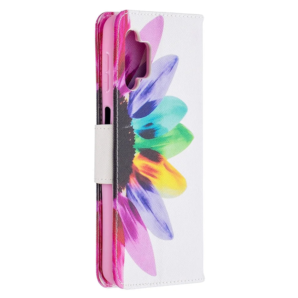 Pattern Printing Magnetic Leather Stand Wallet Stylish Case for Galaxy A32 5G / M32 5G - Sunflower - 7