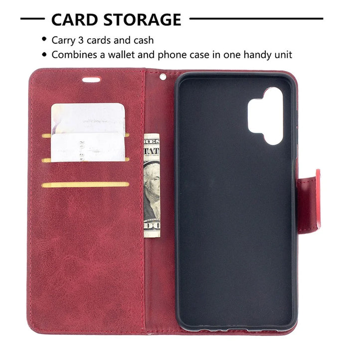 PU Leather Wallet Stylish Smartphone Case for Galaxy A32 5G / M32 5G - Red - 3