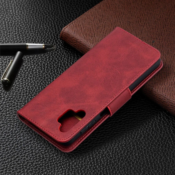 PU Leather Wallet Stylish Smartphone Case for Galaxy A32 5G / M32 5G - Red - 5