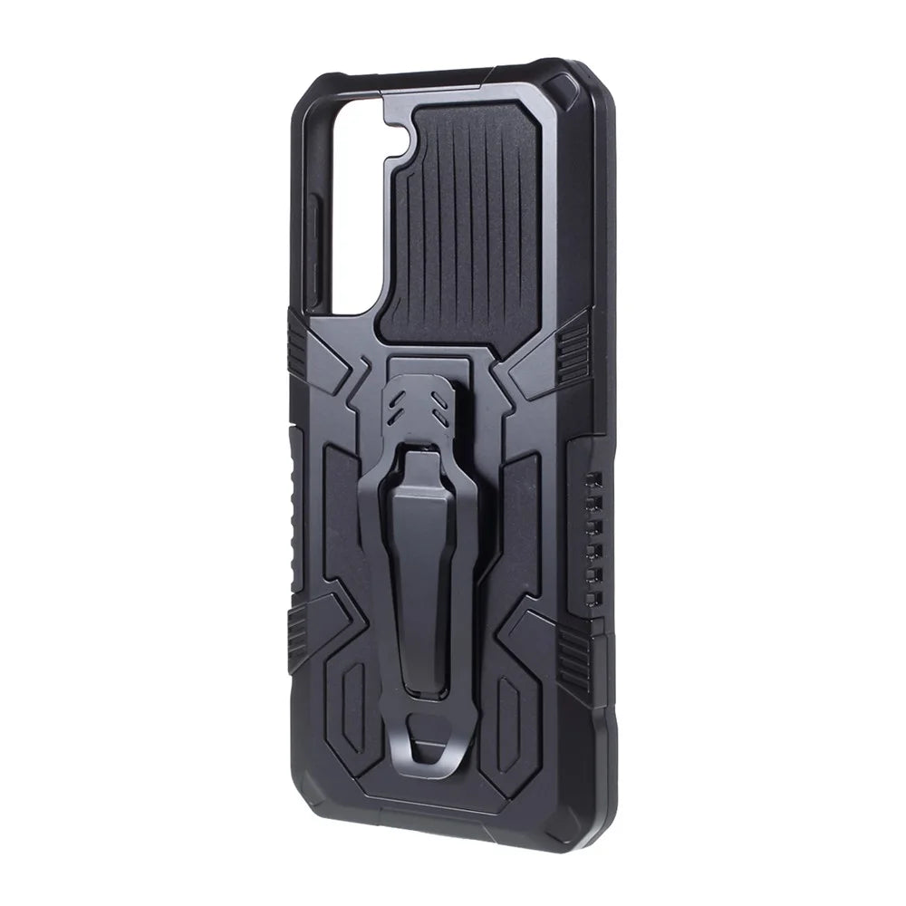 Plastic + TPU + Metal Hybrid Protector Case with Kickstand + Built-in Magnetic Metal Sheet for Samsung Galaxy S21 Plus 5G - Black - 2