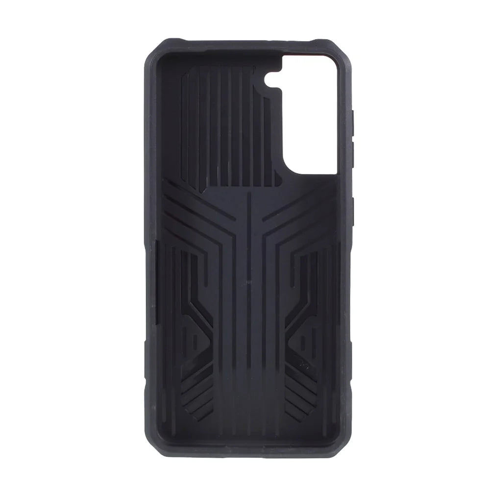 Plastic + TPU + Metal Hybrid Protector Case with Kickstand + Built-in Magnetic Metal Sheet for Samsung Galaxy S21 Plus 5G - Black - 4