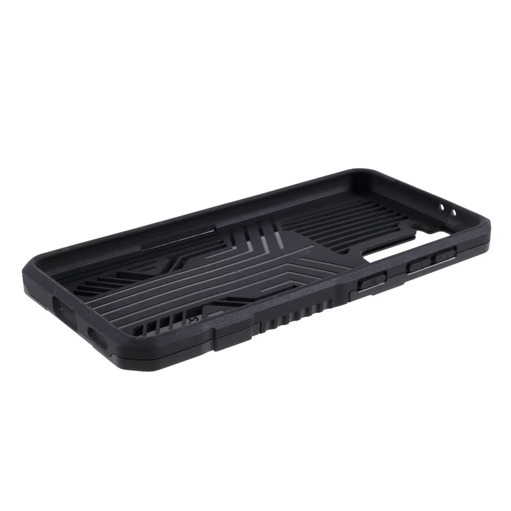 Plastic + TPU + Metal Hybrid Protector Case with Kickstand + Built-in Magnetic Metal Sheet for Samsung Galaxy S21 Plus 5G - Black - 6