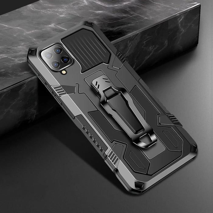 Shock Resistant Hybrid Protector Case with Kickstand for Samsung Galaxy A42 5G - Black - 1