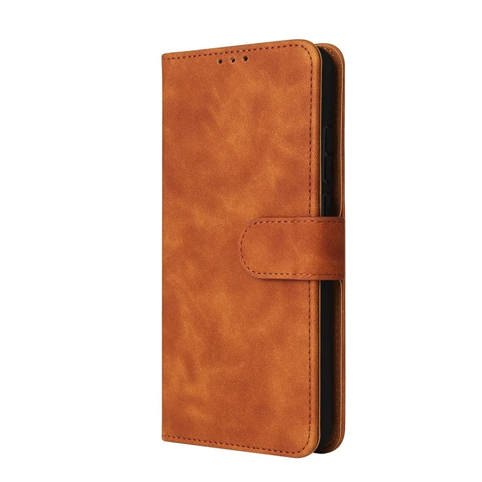Wallet Stand Design Skin-feeling Wallet Leather Phone Case for Samsung Galaxy A02s (166.5mm) - Brown - 7