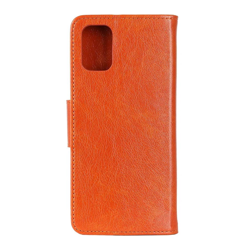 For Samsung Galaxy A52 4G/5G / A52s 5G Wallet Phone Case Shockproof Flip Folio Cover with Stand Split Leather Phone Shell with Nappa Texture - Orange - 2