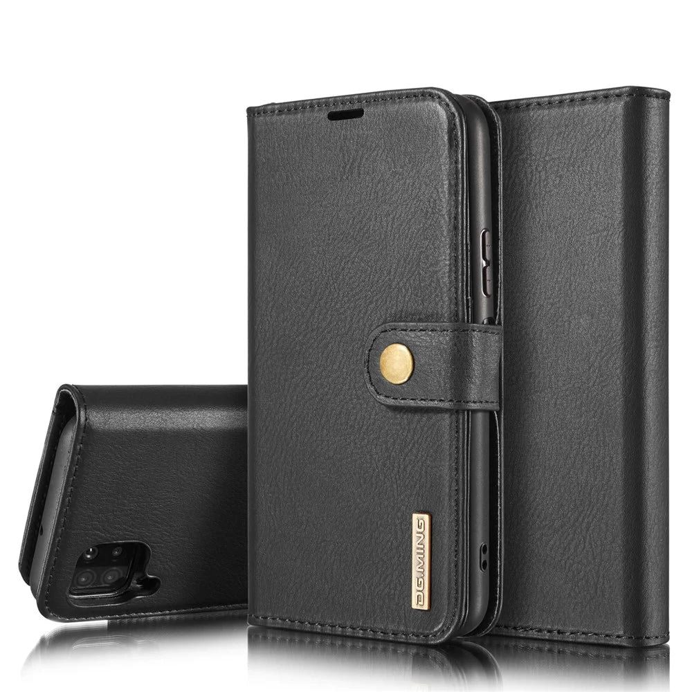DG.MING For Samsung Galaxy A42 5G Wallet Anti-scratch Split Leather Cover Detachable 2-in-1 PC Back Case - Black - 1