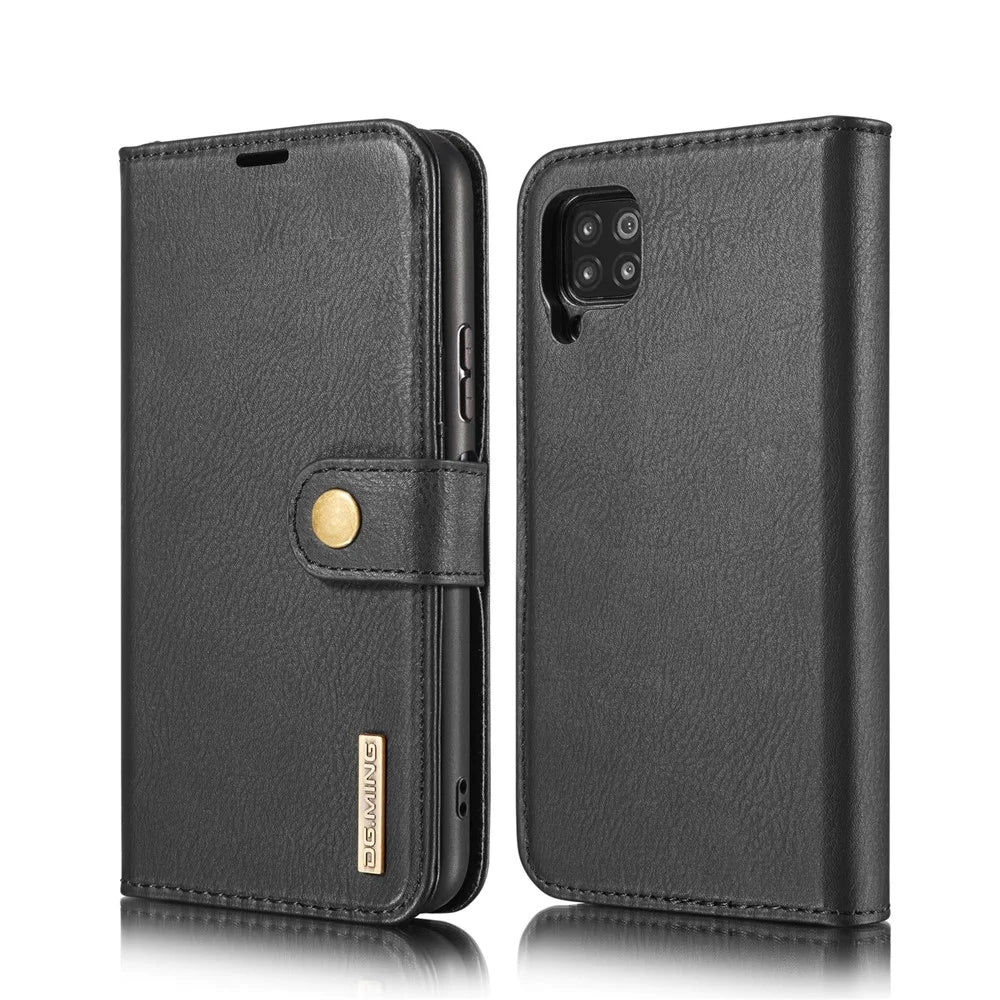 DG.MING For Samsung Galaxy A42 5G Wallet Anti-scratch Split Leather Cover Detachable 2-in-1 PC Back Case - Black - 2