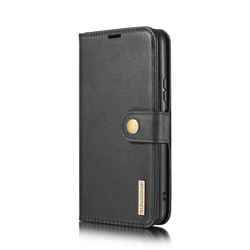 DG.MING For Samsung Galaxy A42 5G Wallet Anti-scratch Split Leather Cover Detachable 2-in-1 PC Back Case - Black - 3