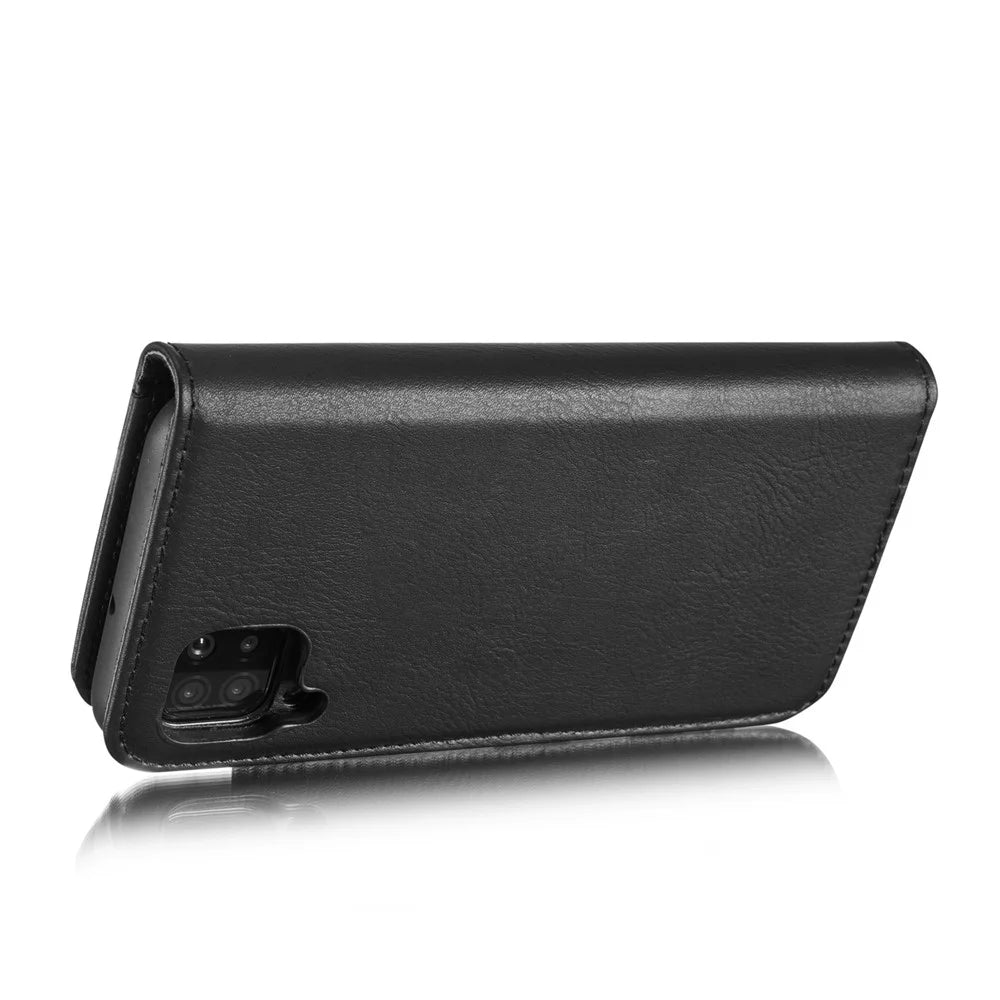 DG.MING For Samsung Galaxy A42 5G Wallet Anti-scratch Split Leather Cover Detachable 2-in-1 PC Back Case - Black - 6