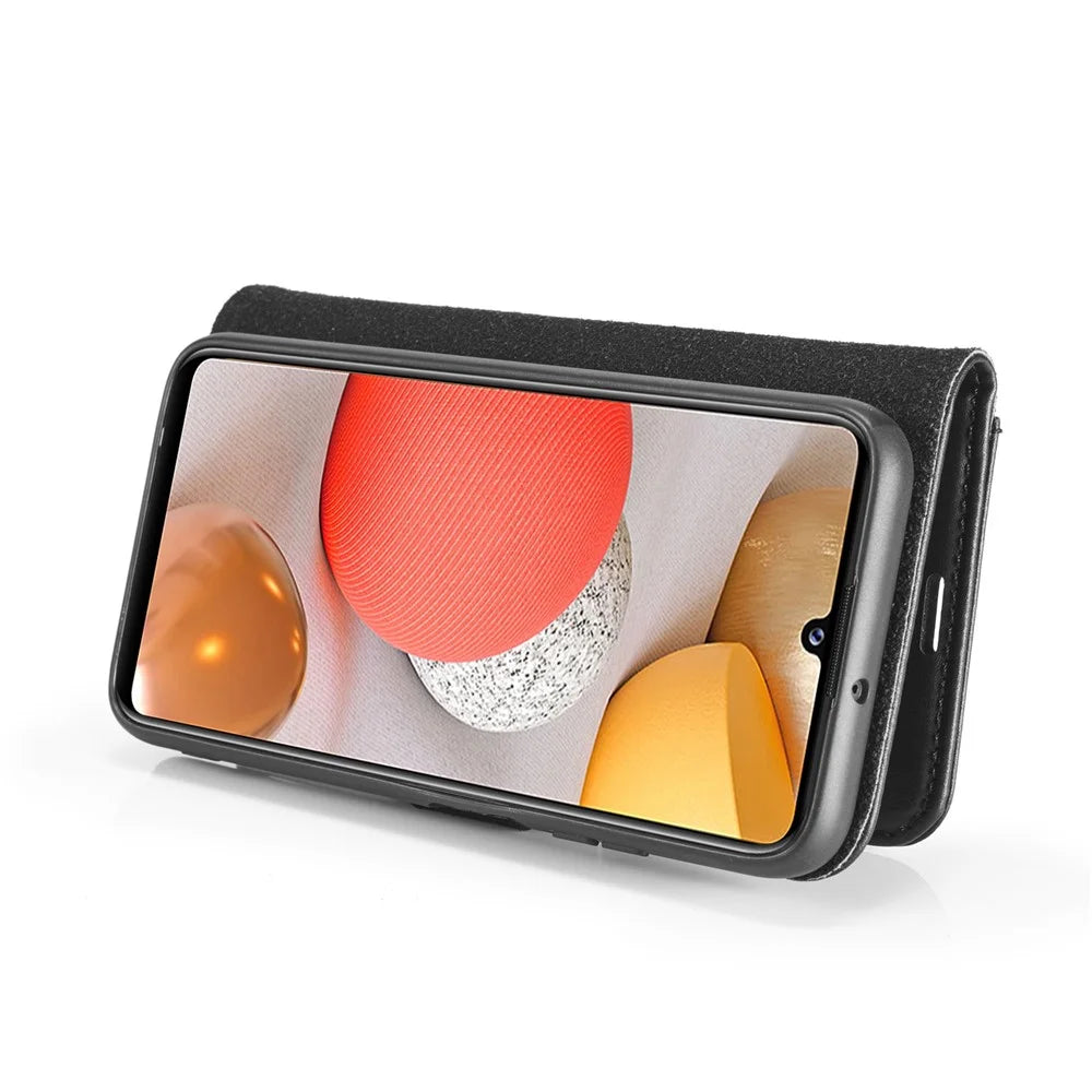 DG.MING For Samsung Galaxy A42 5G Wallet Anti-scratch Split Leather Cover Detachable 2-in-1 PC Back Case - Black - 7