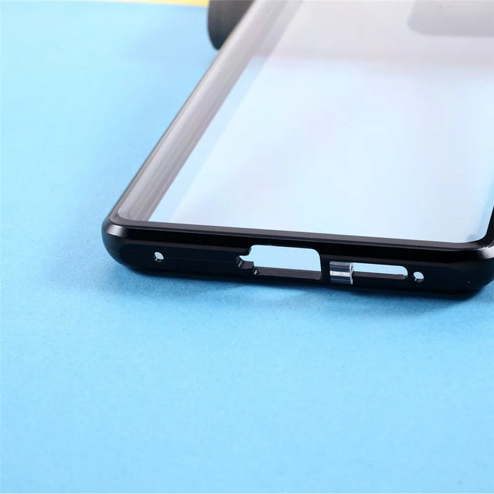 Magnetic Metal Frame Lock Installation with Double Side Tempered Glass Case (no Fingerprint Function but with Face Recognition Function) for Samsung Galaxy S21 Ultra 5G - Black - 7