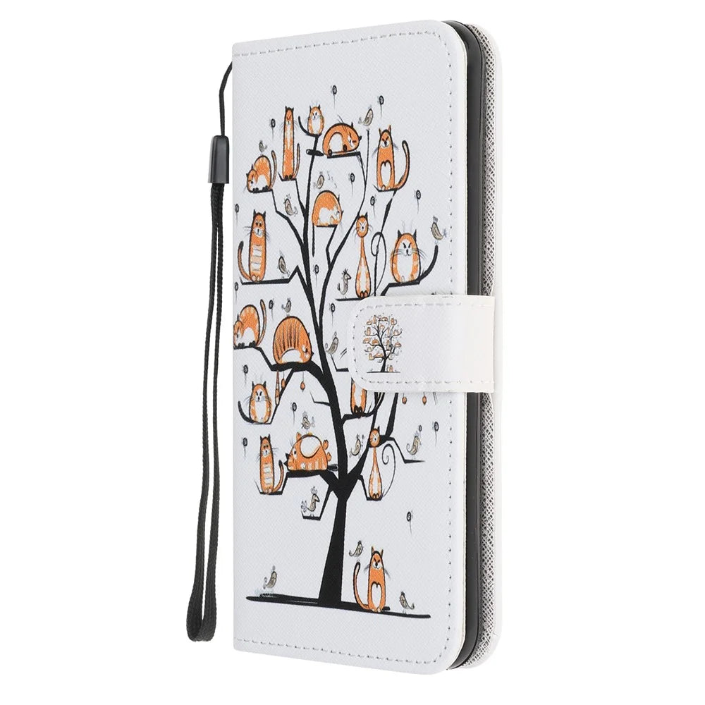 Cross Texture Pattern Printing Wallet Leather Case for Galaxy A32 5G / M32 5G - Cats and Tree - 2