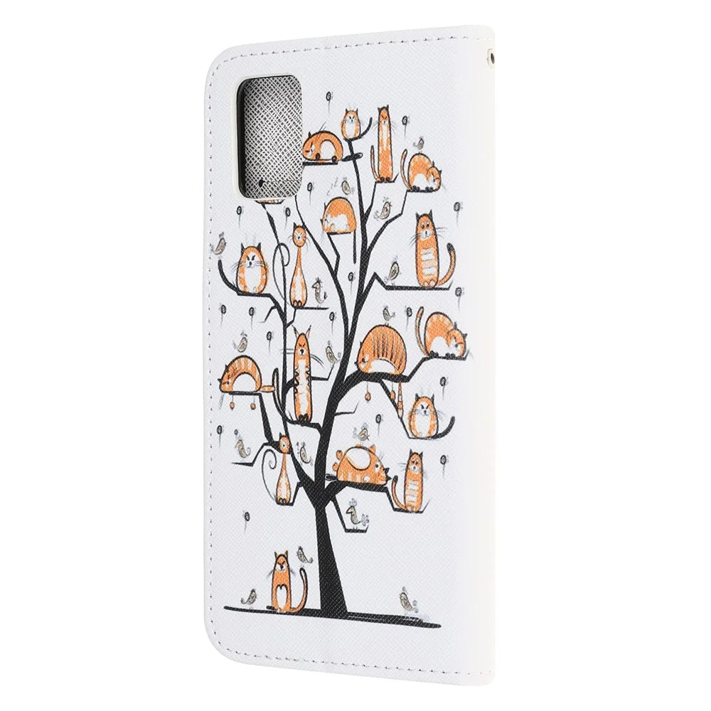 Cross Texture Pattern Printing Wallet Leather Case for Galaxy A32 5G / M32 5G - Cats and Tree - 3
