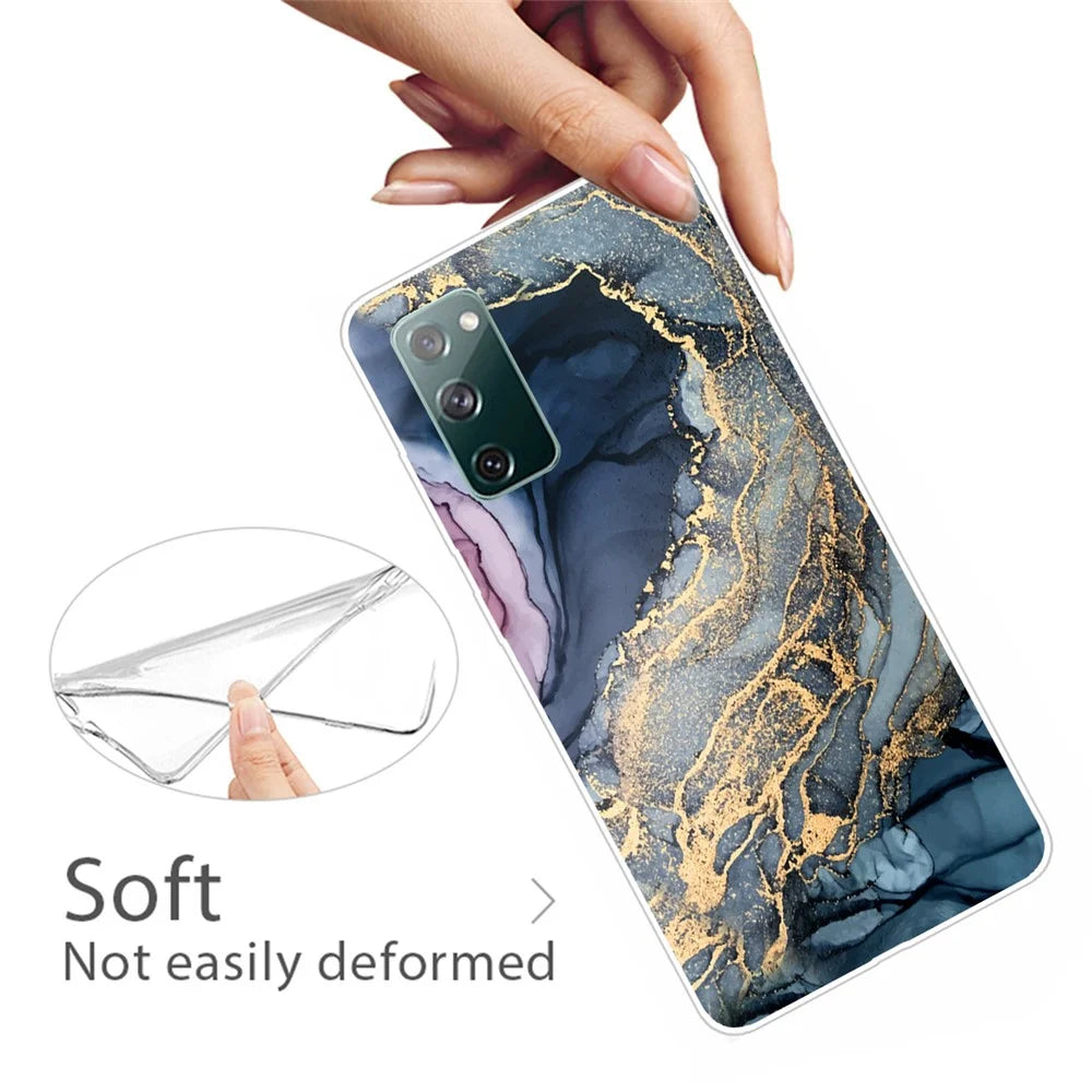 For Samsung Galaxy S20 FE 4G/5G/S20 Lite/S20 FE 2022 Shockproof TPU Case Marble Pattern Printed Phone Protector - Style A - 3