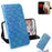 Flower Pattern Leather Stand Wallet Cover Case for Samsung Galaxy A12 - Blue - 1