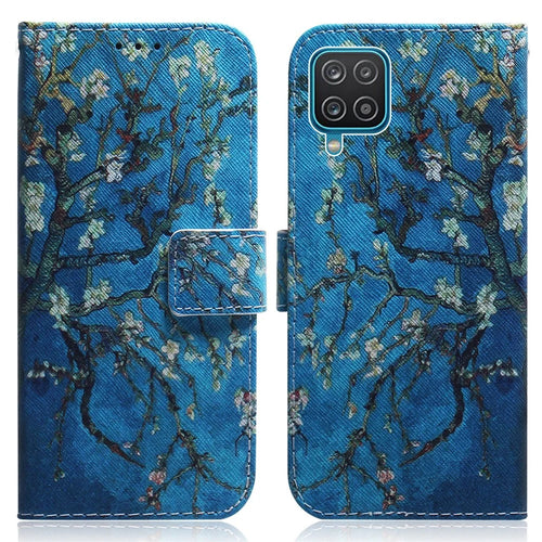 Pattern Printing PU Leather Wallet Stand Cell Phone Casing for Samsung Galaxy A12 - Vivid Flower - 1
