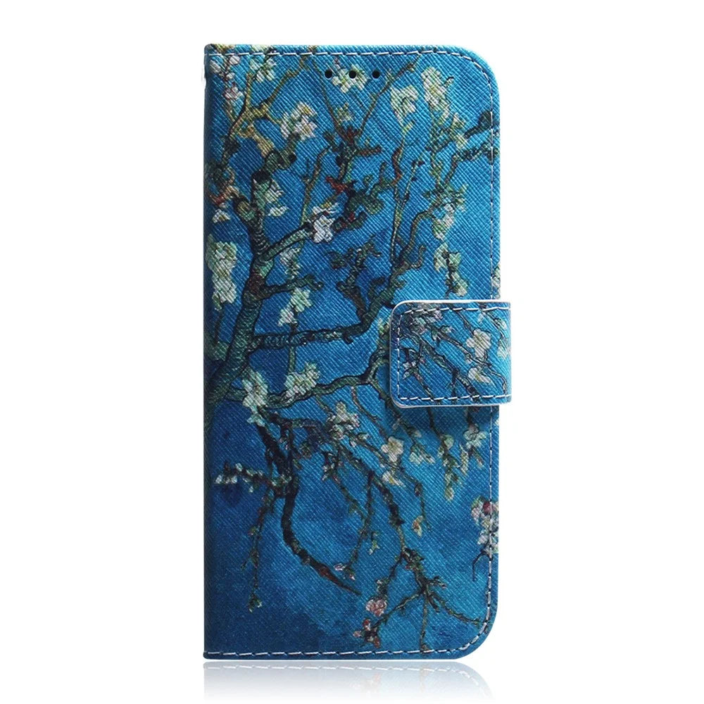 Pattern Printing PU Leather Wallet Stand Cell Phone Casing for Samsung Galaxy A12 - Vivid Flower - 2