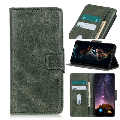Crazy Horse PU Leather Wallet Stand Protector Cover for Samsung Galaxy A52 4G/5G / A52s 5G - Green - 1