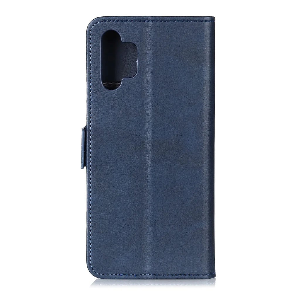 PU Leather Folio Case for Samsung Galaxy A32 5G/M32 5G, Stand Function Magnetic Flip Wallet Phone Cover - Blue - 5