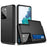 Scratch-proof Slide Card Holder PC + TPU Hybrid Back Smartphone Case for Samsung Galaxy S21 Ultra 5G - Black - 1