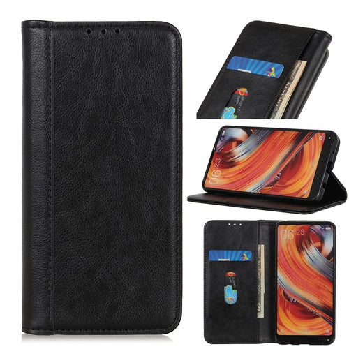 Auto-absorbed Wallet Litchi Texture Leather Mobile Phone Case for Samsung Galaxy A52 4G/5G / A52s 5G - Black - 1