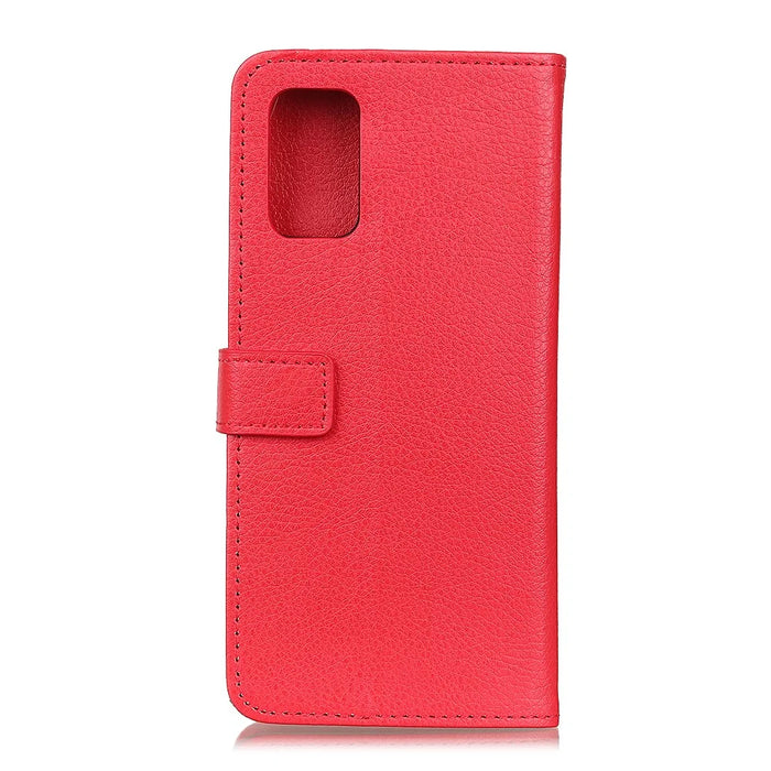 Litchi Skin PU Leather Drop Resistant Wallet Case Protector Protective Shell for Samsung Galaxy A52 4G/5G / A52s 5G - Red - 3