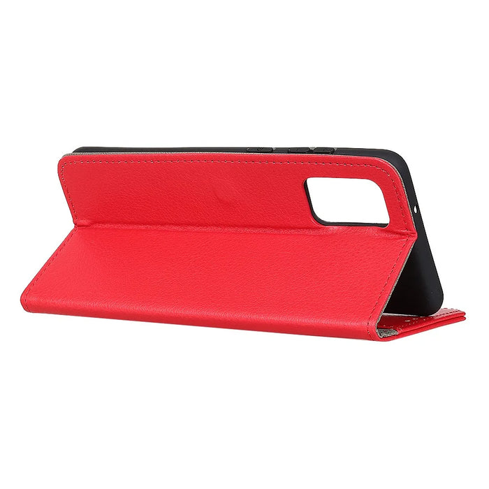 Litchi Skin PU Leather Drop Resistant Wallet Case Protector Protective Shell for Samsung Galaxy A52 4G/5G / A52s 5G - Red - 4
