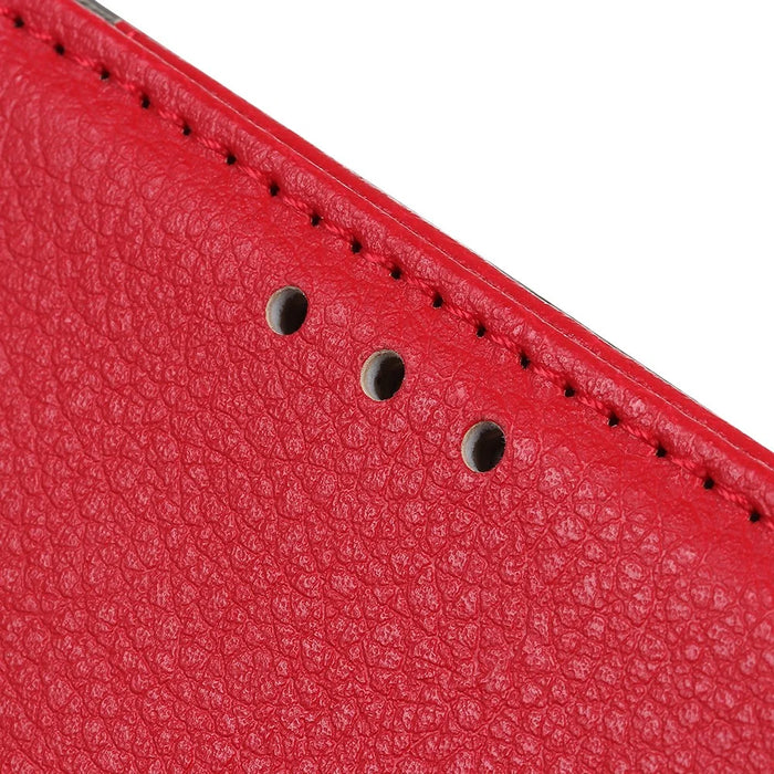 Litchi Skin PU Leather Drop Resistant Wallet Case Protector Protective Shell for Samsung Galaxy A52 4G/5G / A52s 5G - Red - 6