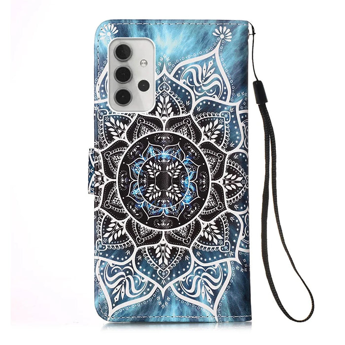 Pattern Printing Textured Wallet Stand Leather Case for Samsung Galaxy A32 5G/M32 5G - Flower Pattern - 3
