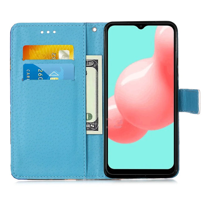 Pattern Printing Textured Wallet Stand Leather Case for Samsung Galaxy A32 5G/M32 5G - Flower Pattern - 4