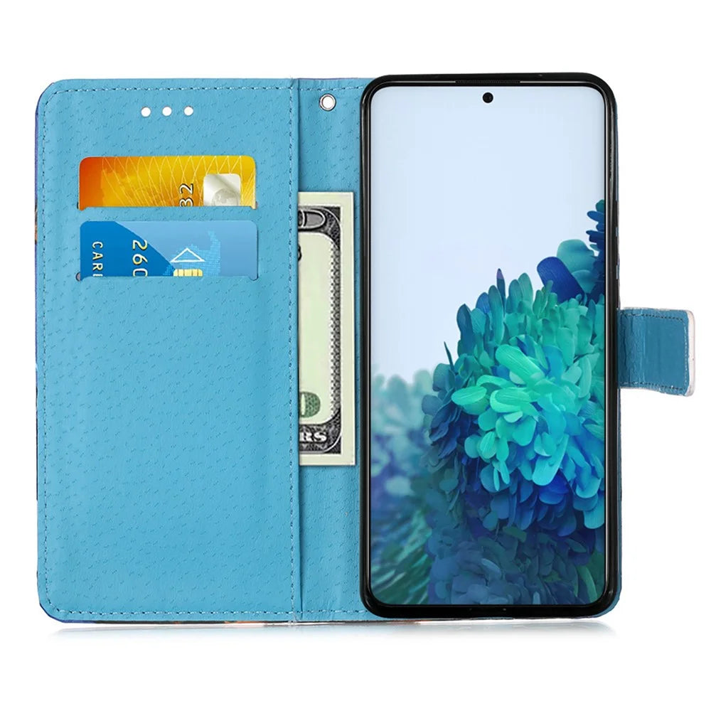 Anti-Drop PU Leather Wallet Stand Case Smartphone Cover Shell with Pattern Printing for Samsung Galaxy S21 4G/5G - Butterfly - 4
