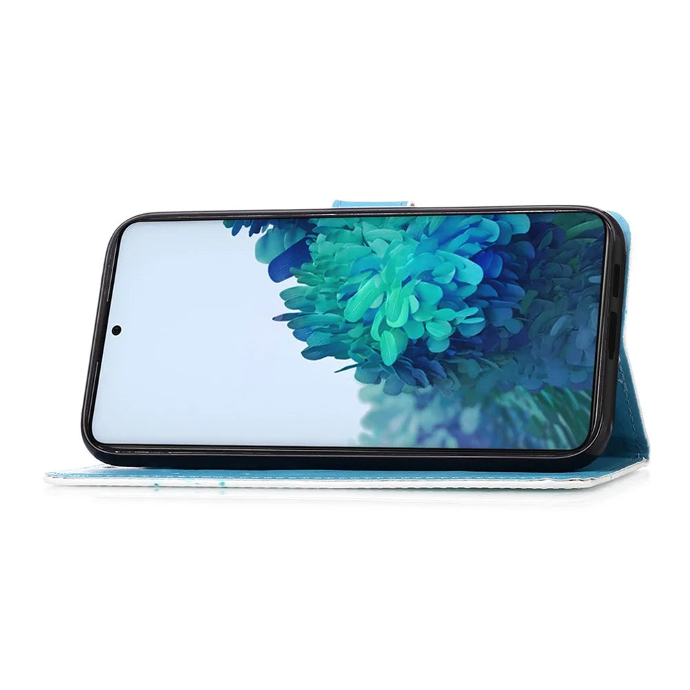 Anti-Drop PU Leather Wallet Stand Case Smartphone Cover Shell with Pattern Printing for Samsung Galaxy S21 4G/5G - Butterfly - 5