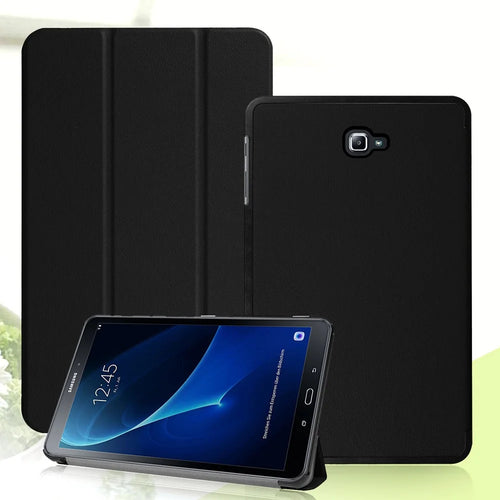 Tri-Fold Stand Leather Smart Case for Samsung Galaxy Tab A 10.1 T580 / T585 (2016) - Black - 1