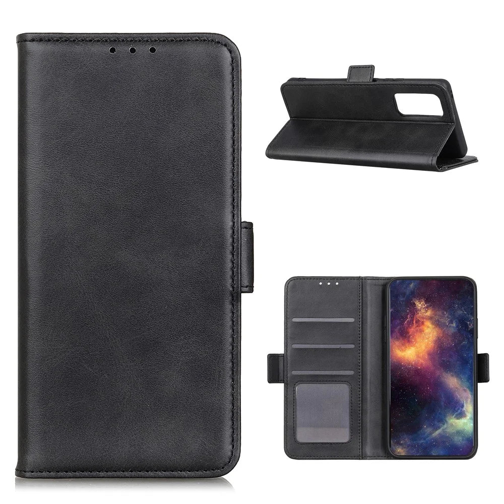 Side Magnetic Clasp Suction Leather Wallet Case for Samsung Galaxy A72 4G/5G - Black - 1