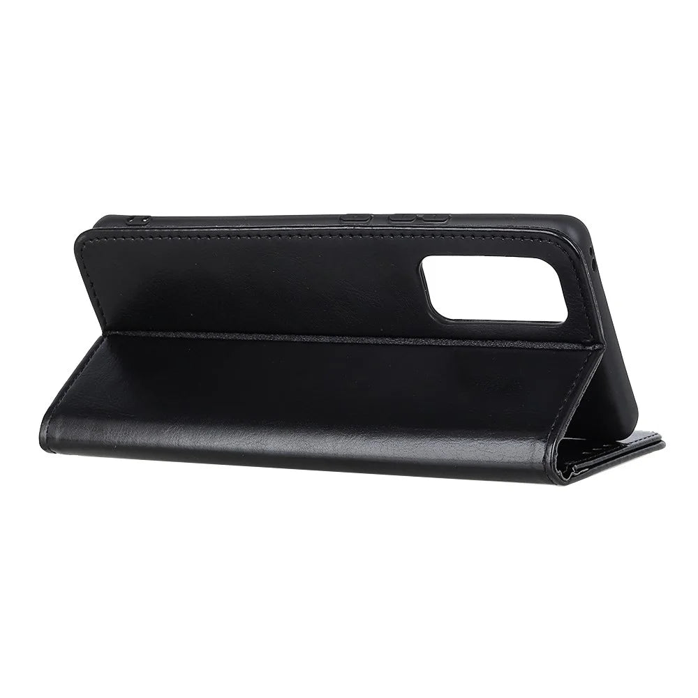 Anti-scratch Crazy Horse Texture Wallet Stand Leather Protector Phone Case Cover for Samsung Galaxy A52 4G/5G / A52s 5G - Black - 4